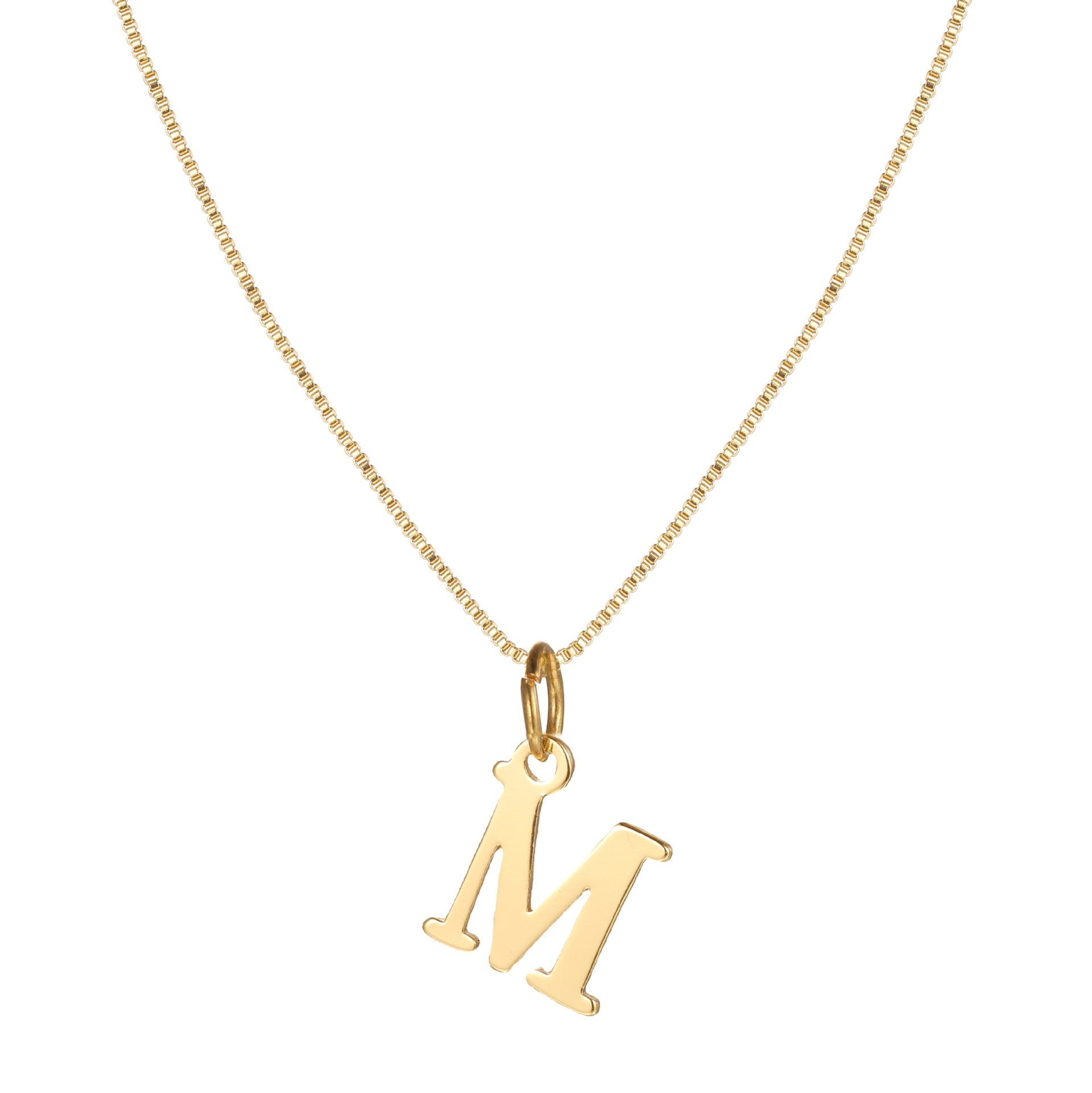 14k minimal serif initial necklace