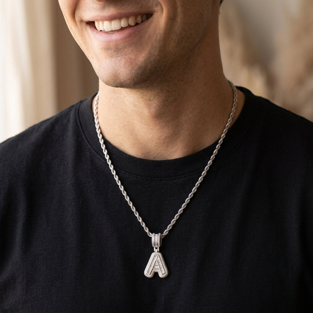 Chunky Initial Rope Chain Necklace