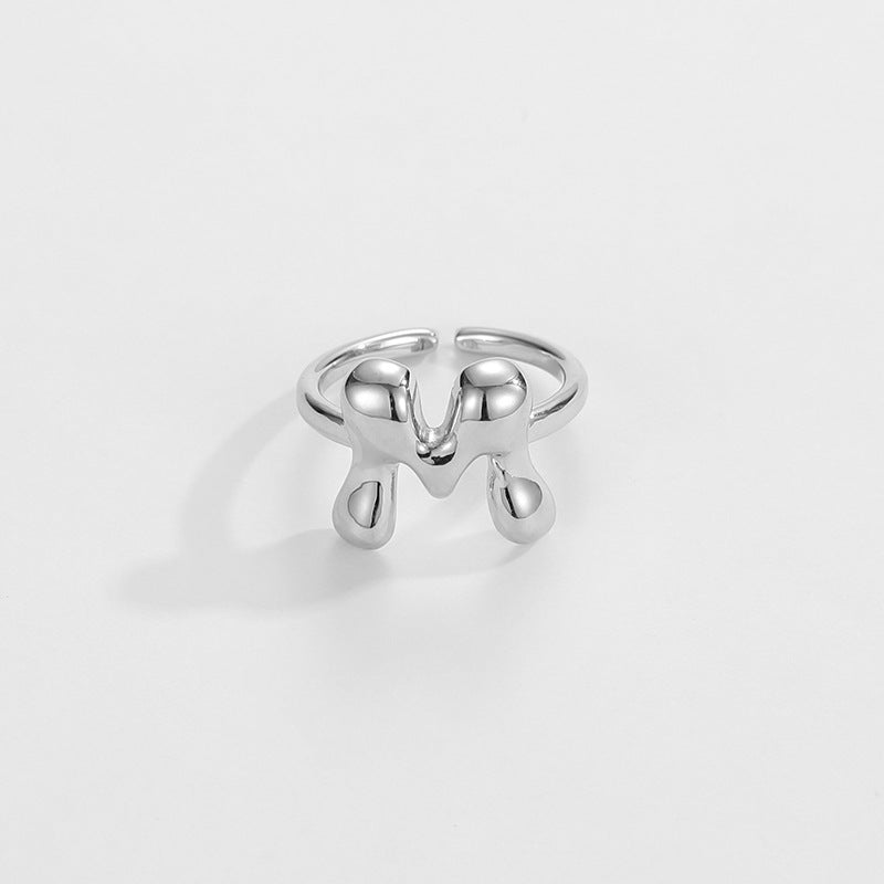 cute bubble letter initial ring