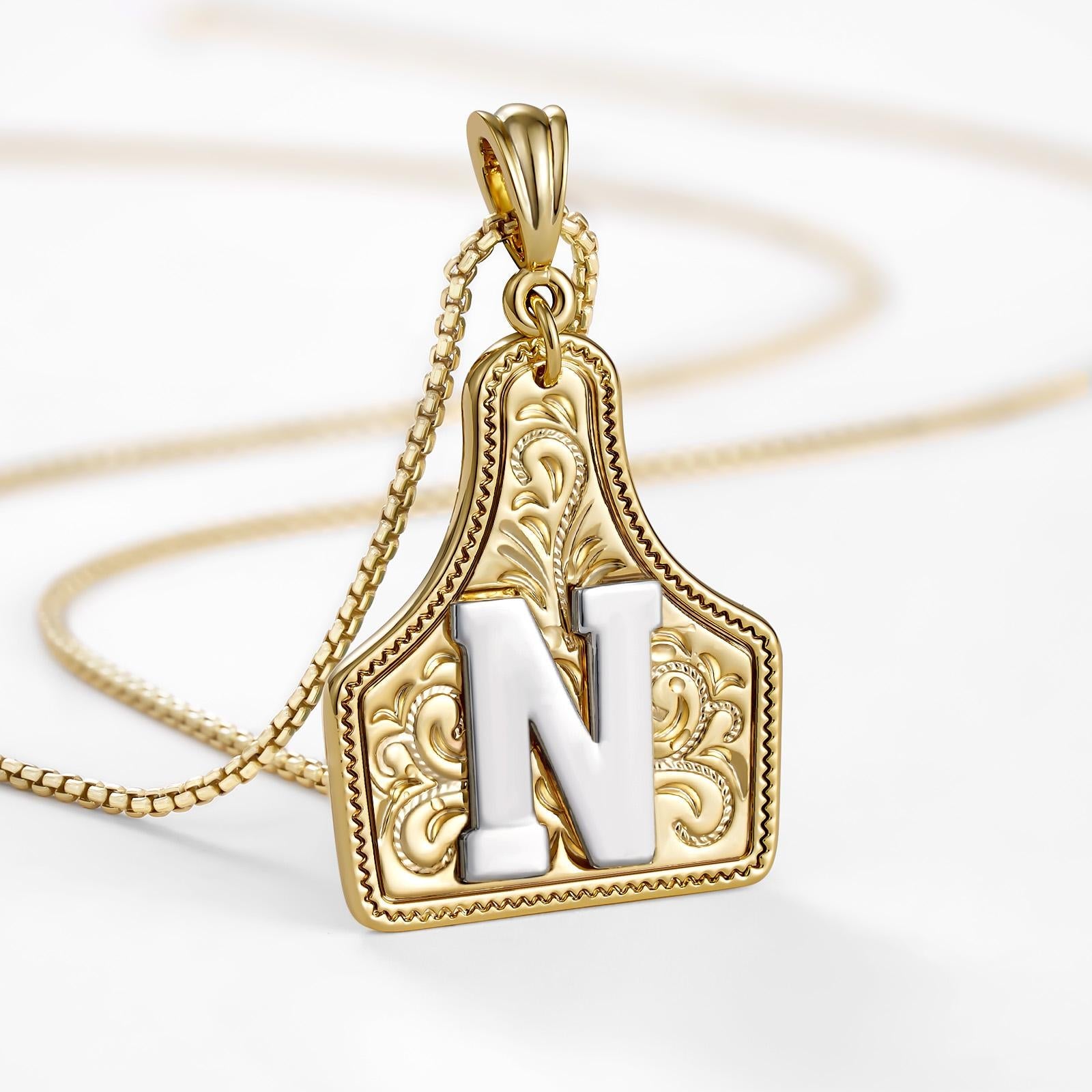 14k Elegant Cowgirl Initial Necklace in gold