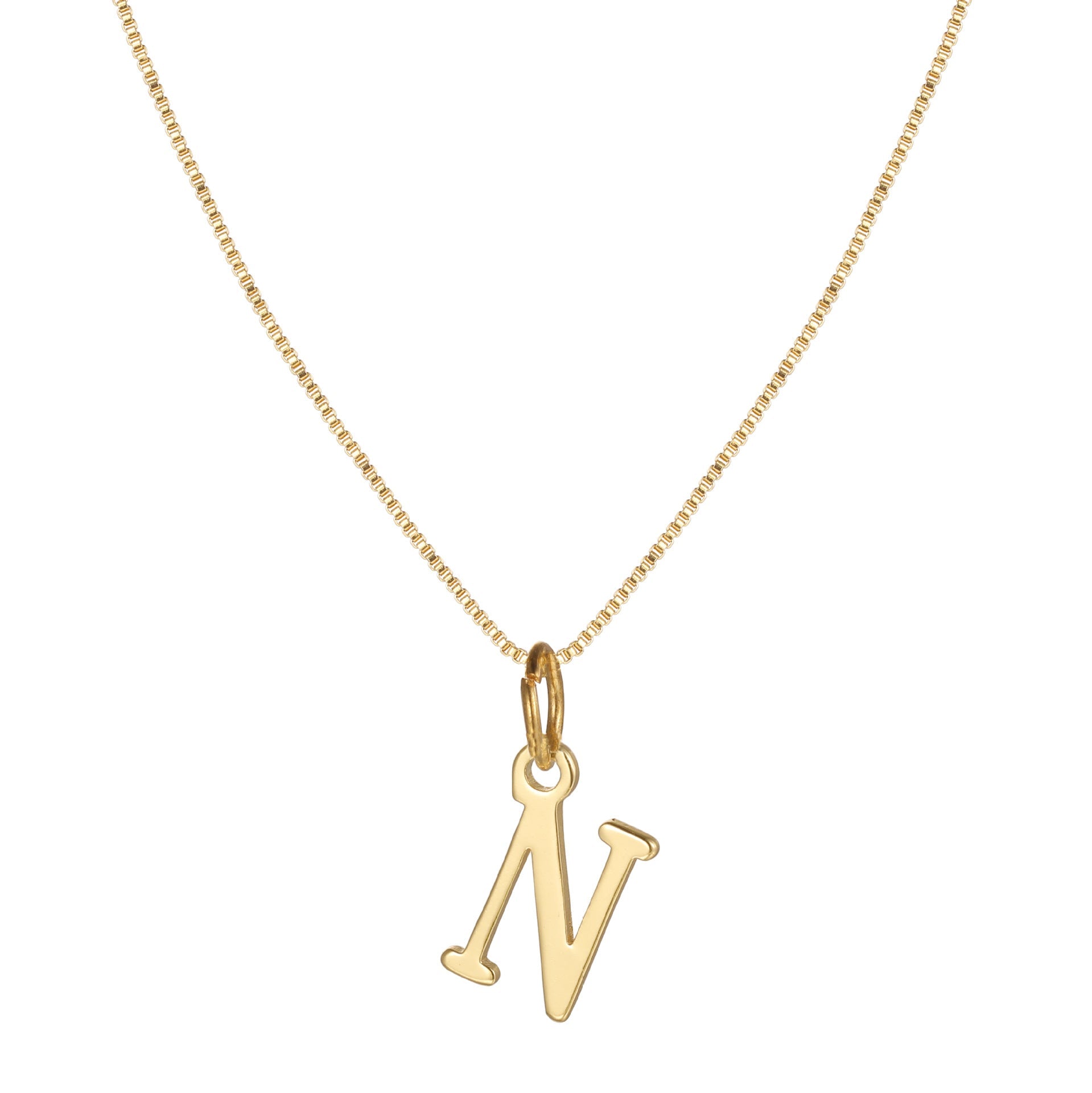 14k minimal serif initial necklace