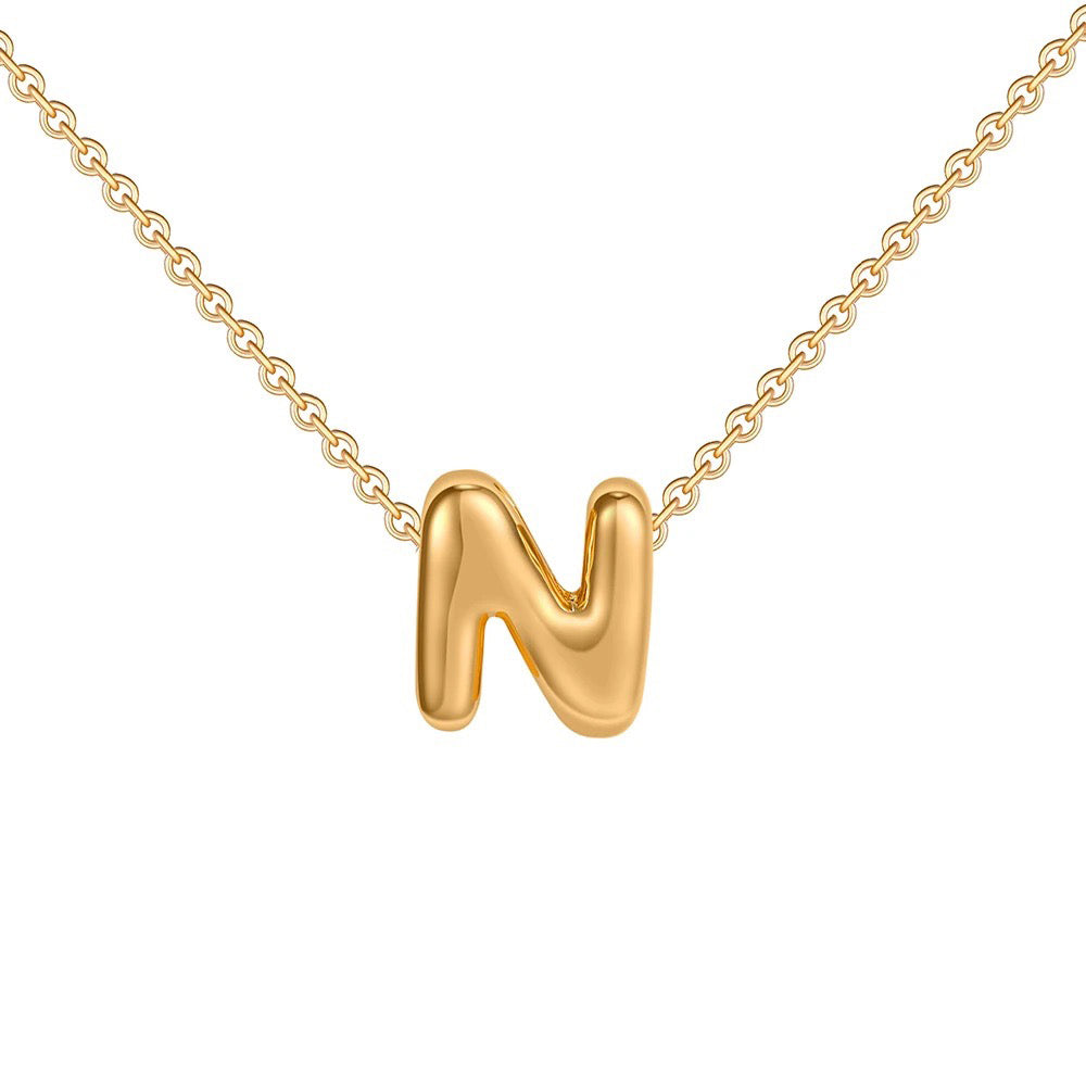 dainty bubble letter initial necklace