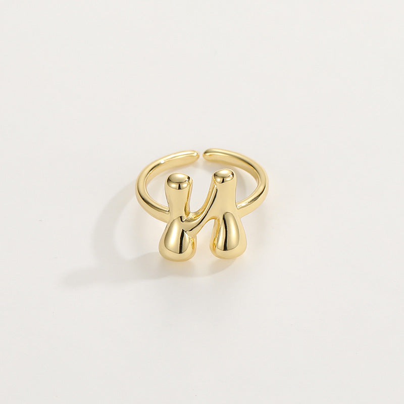 Cute Bubble Letter Initial Ring in gold