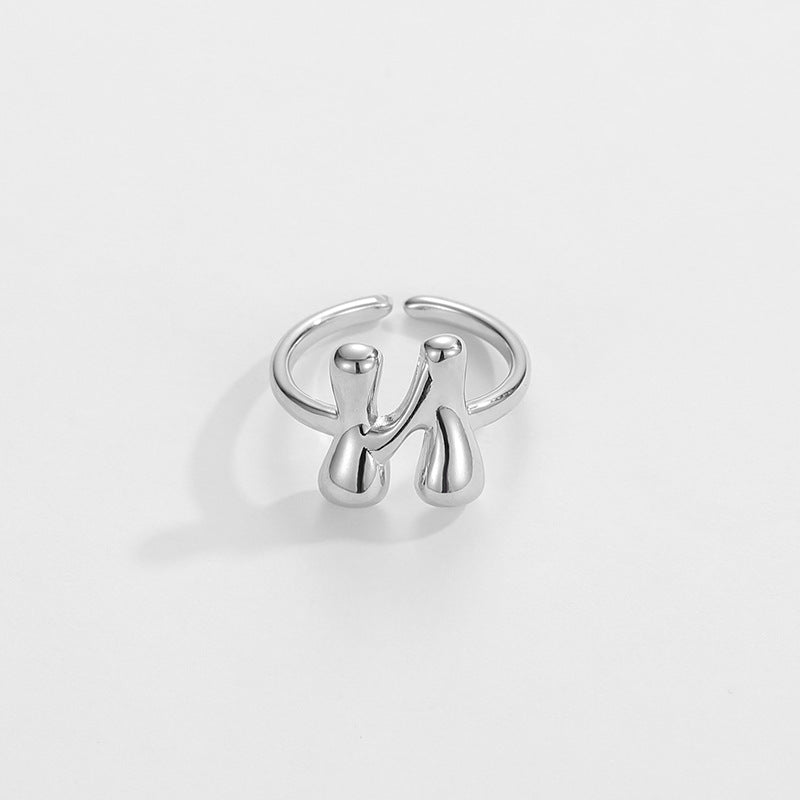 cute bubble letter initial ring