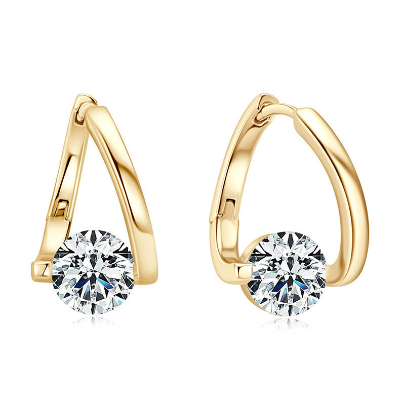 14k Curved Diamond Set Earrings in gold
