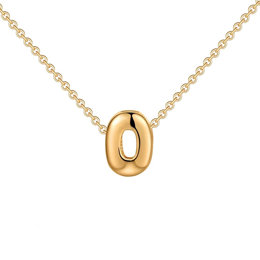 dainty bubble letter initial necklace