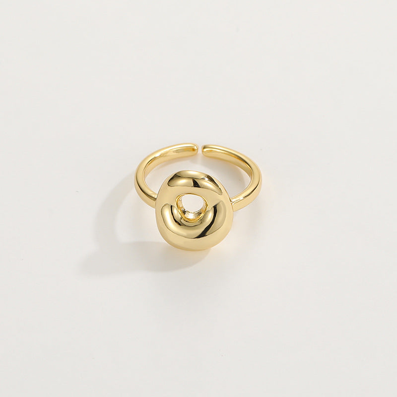 Cute Bubble Letter Initial Ring in gold