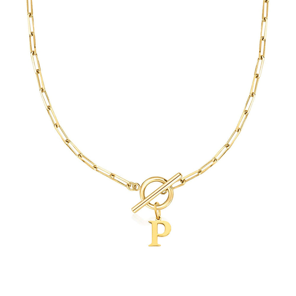 paperclip letter initial circle lock clasp necklace
