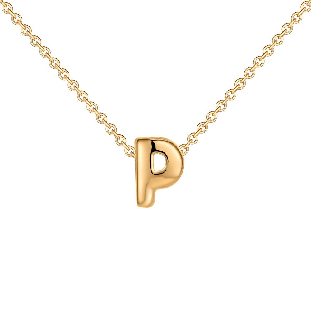 dainty bubble letter initial necklace