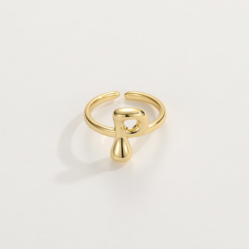 Cute Bubble Letter Initial Ring in gold