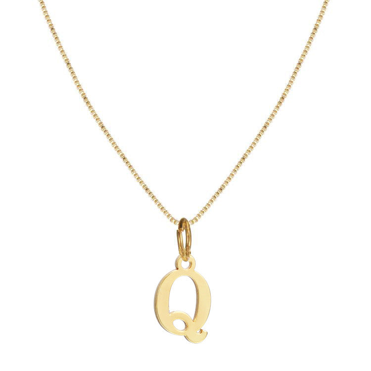 14k minimal serif initial necklace