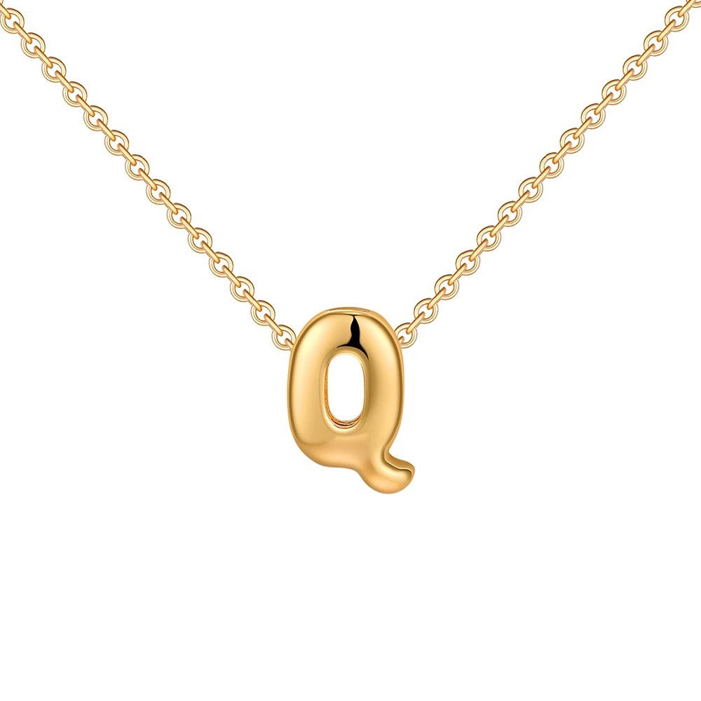 dainty bubble letter initial necklace