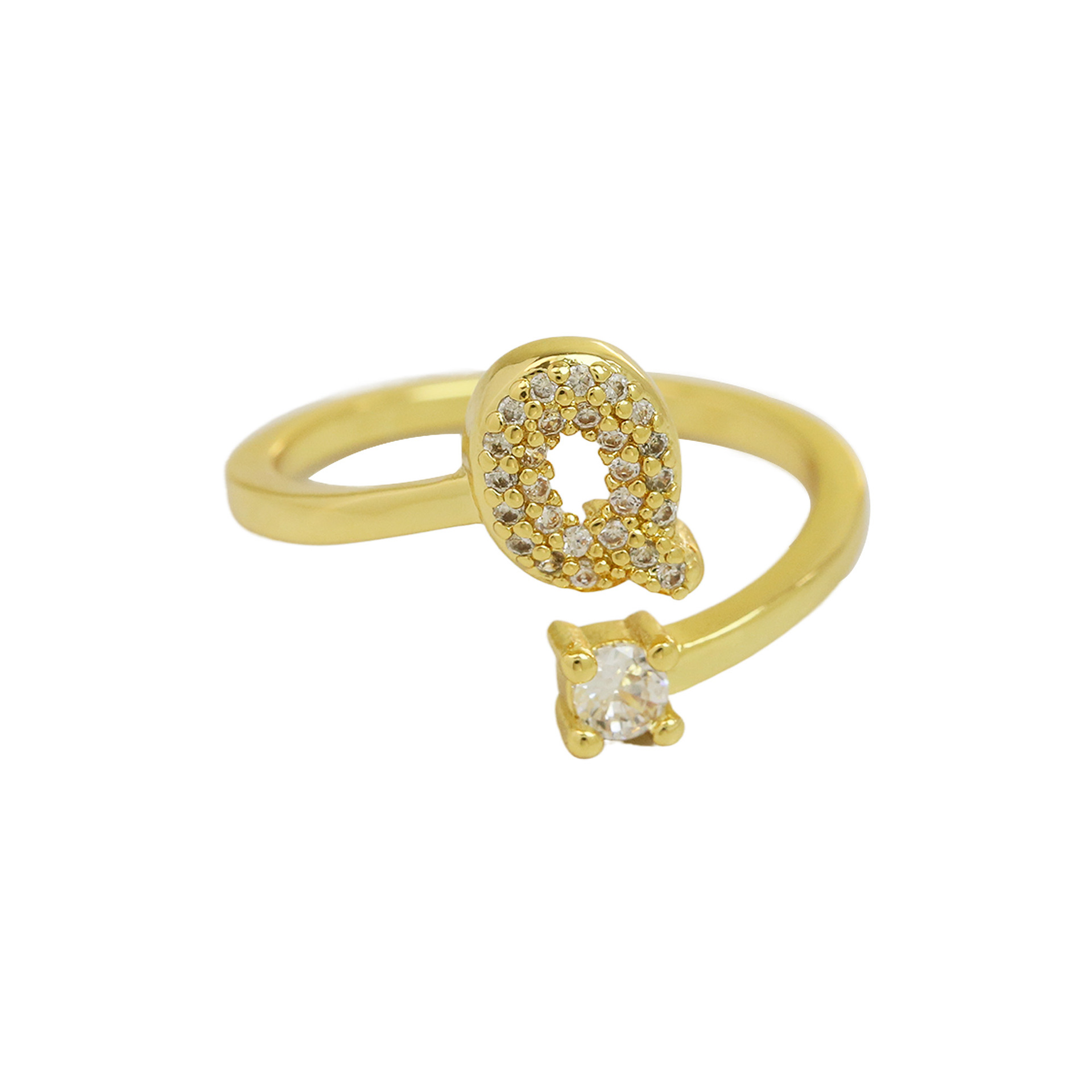 dainty bubble diamond wrap initial ring