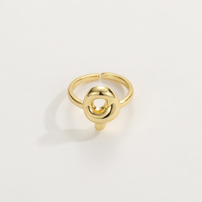 Cute Bubble Letter Initial Ring in gold
