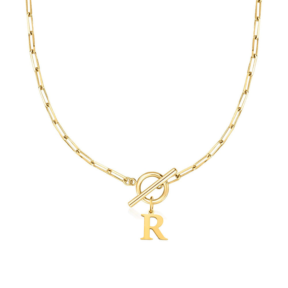 paperclip letter initial circle lock clasp necklace