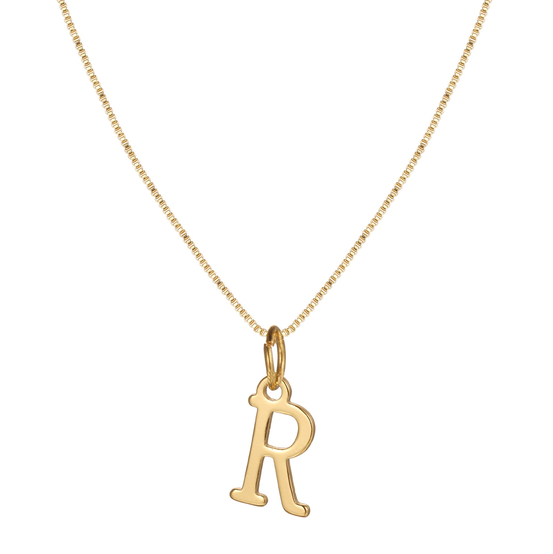 14k minimal serif initial necklace