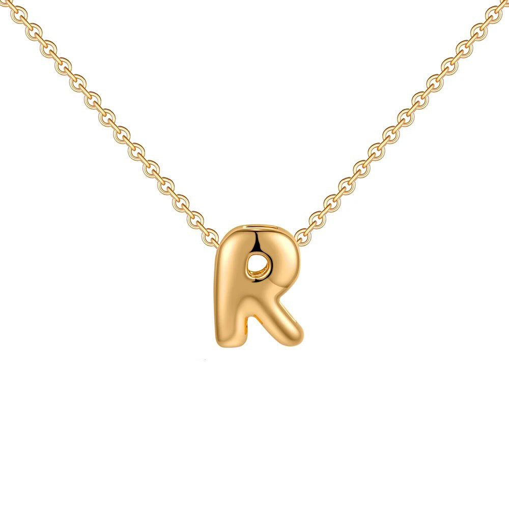 dainty bubble letter initial necklace