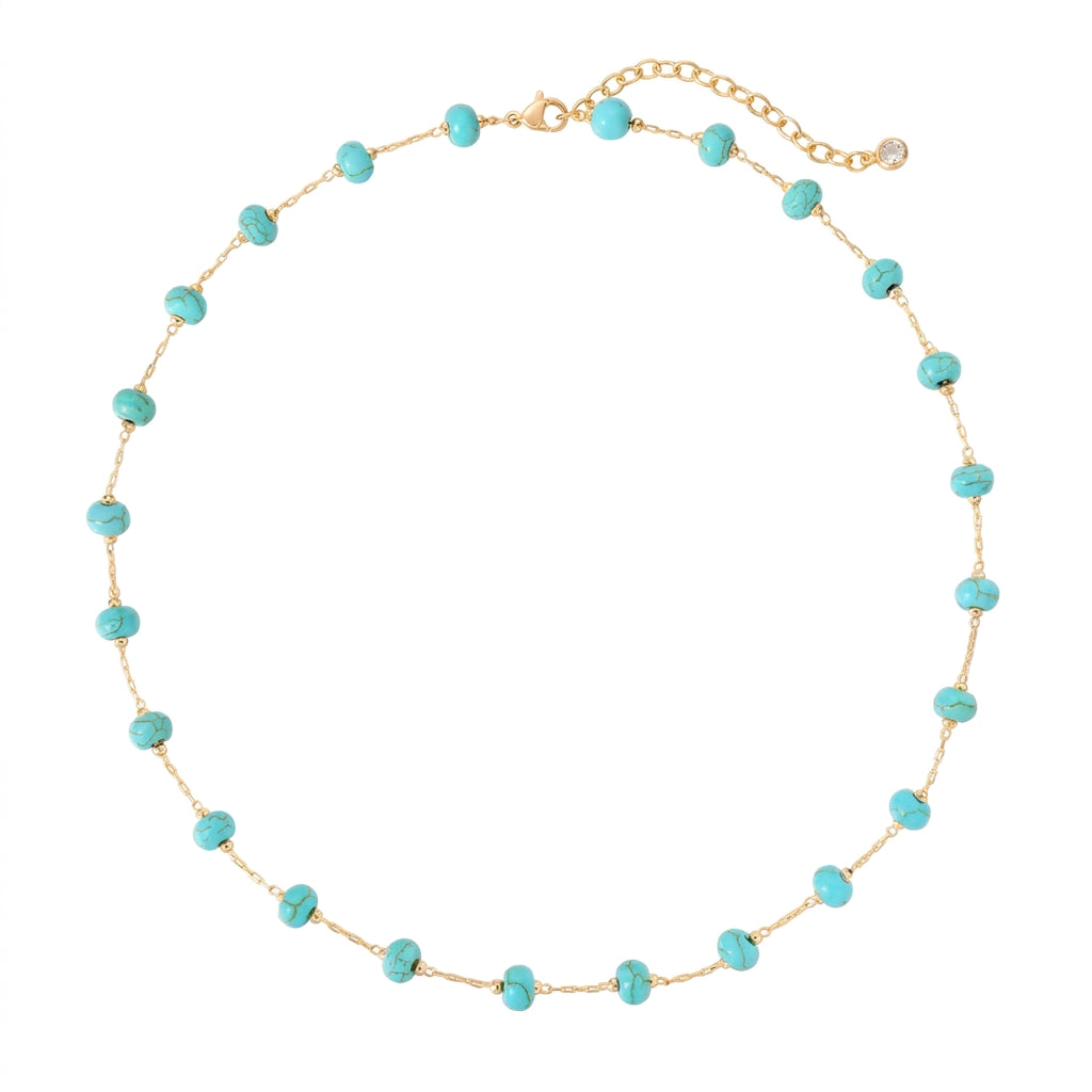 14k Dainty Turquoise Beaded Necklace