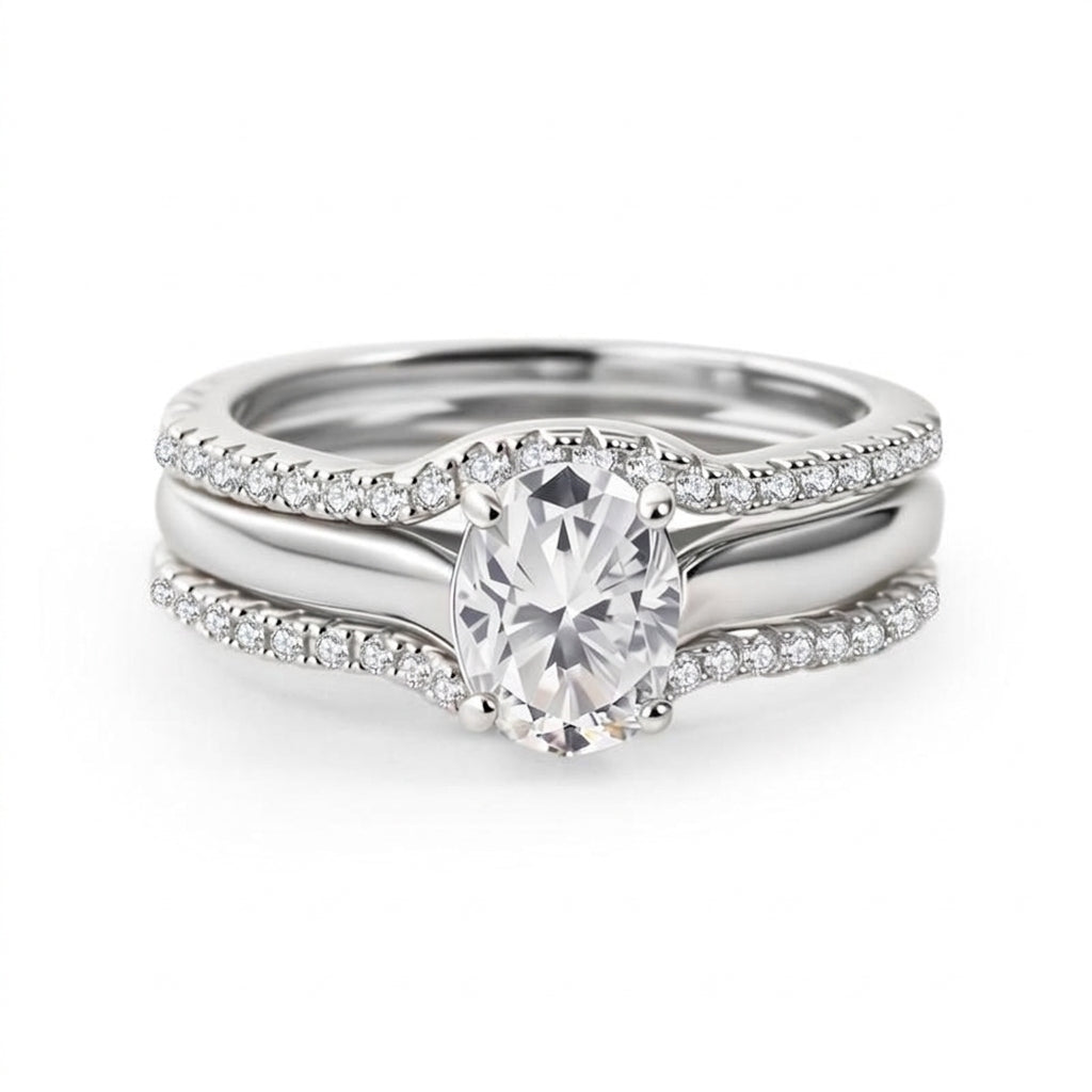3pc Diamond Nested Ring Stack in silver