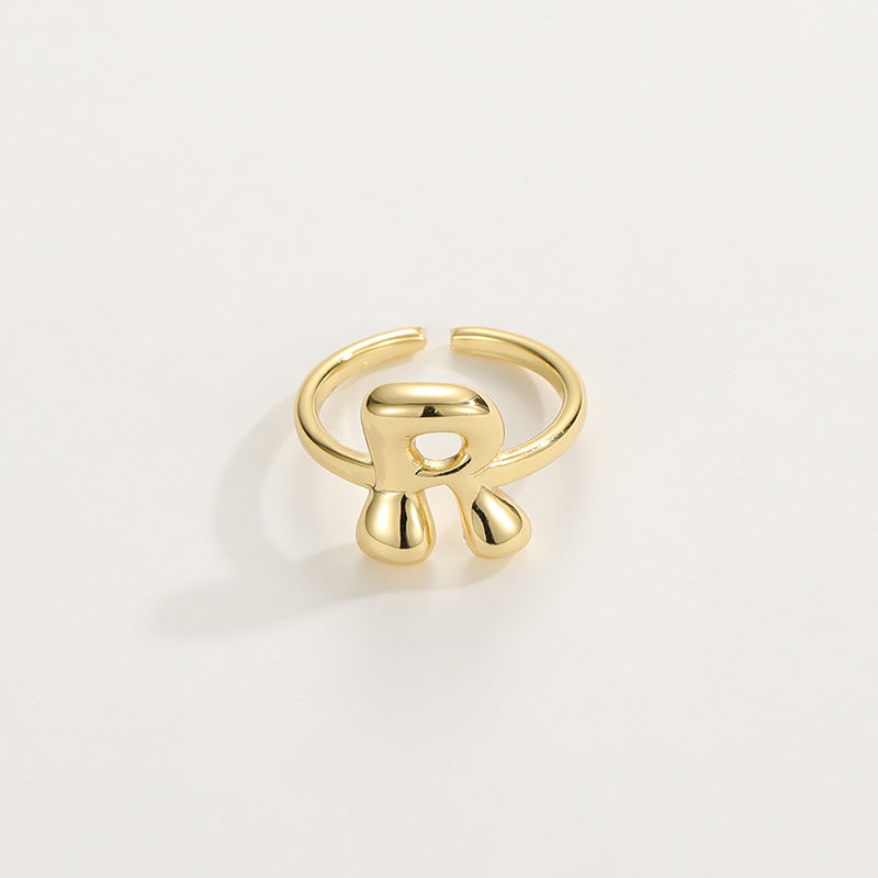 Cute Bubble Letter Initial Ring in gold