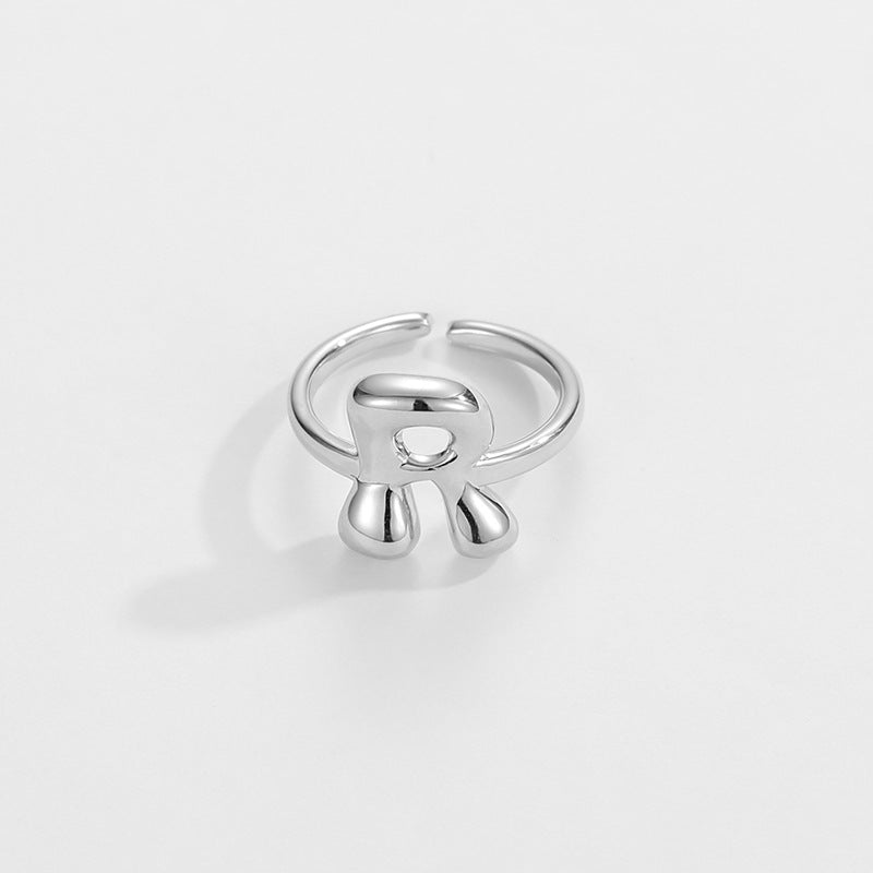 cute bubble letter initial ring
