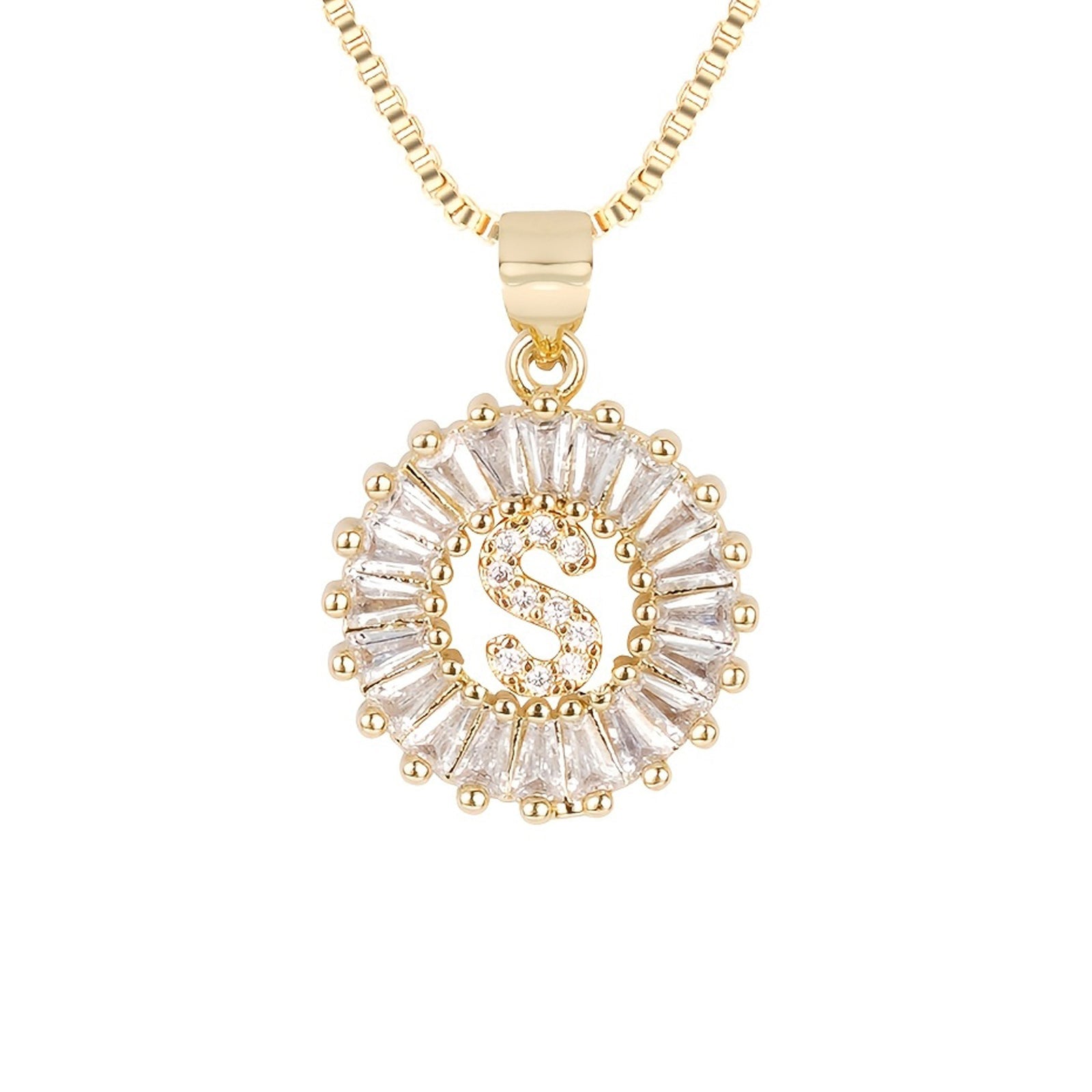 Circle Initial Necklace in gold