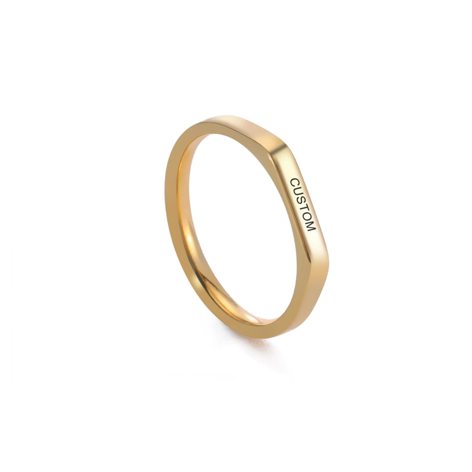 Personalized Flat Top Statement Ring in gold