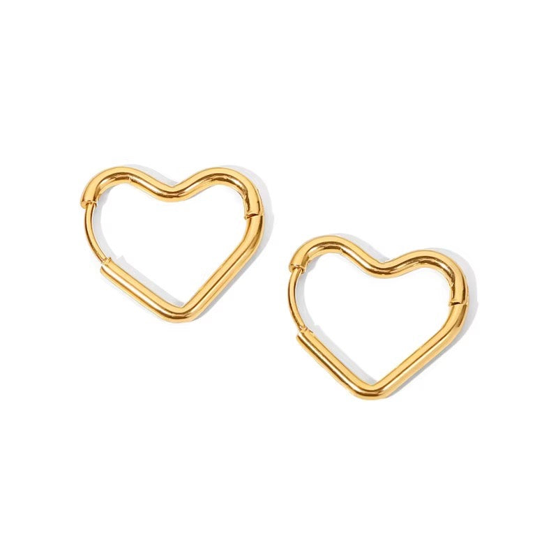 Elegant Heart Hoop Earrings in gold