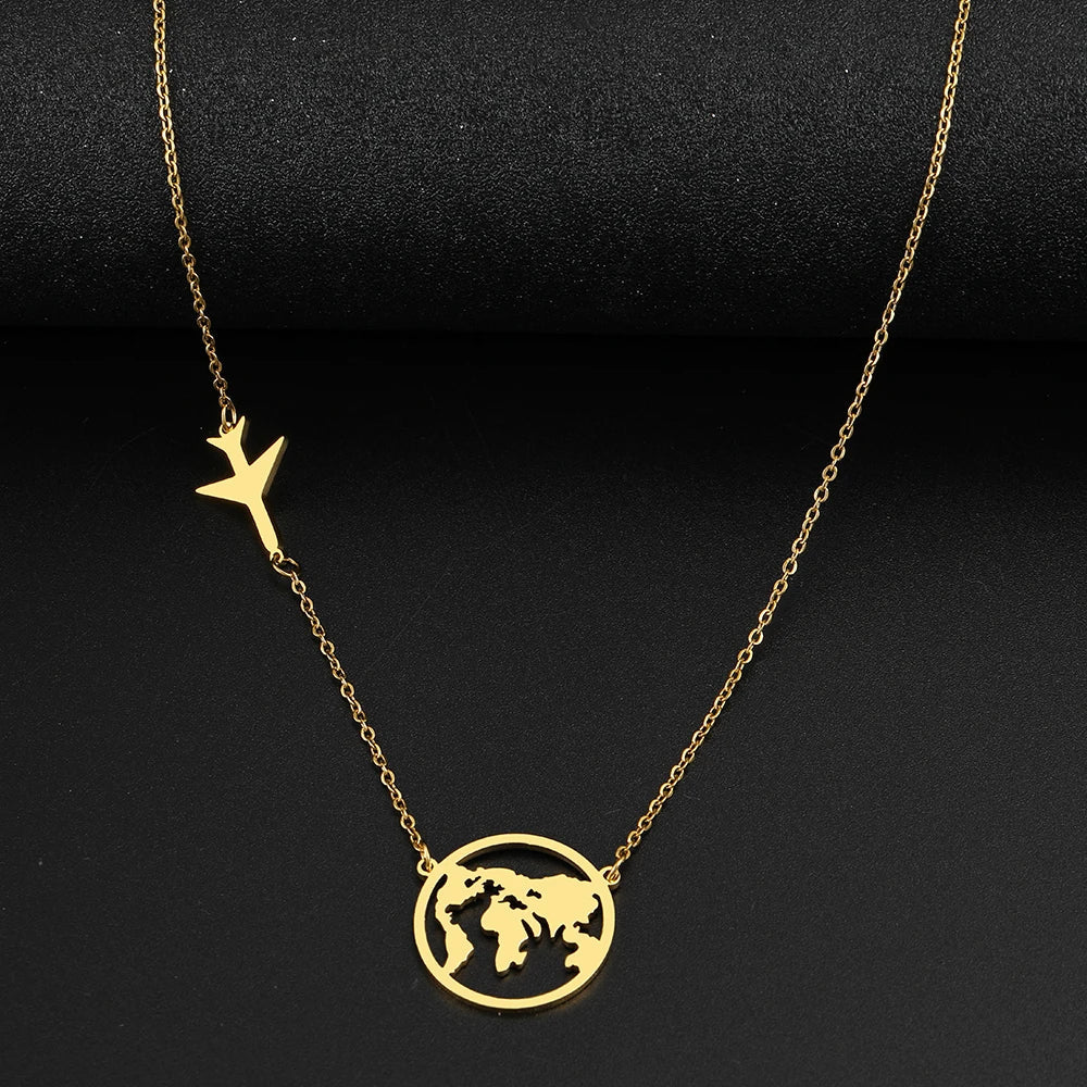 Around The World Travelers Necklace in gold