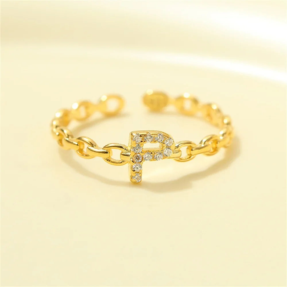 Dainty Diamond Letter Initial Ring in gold
