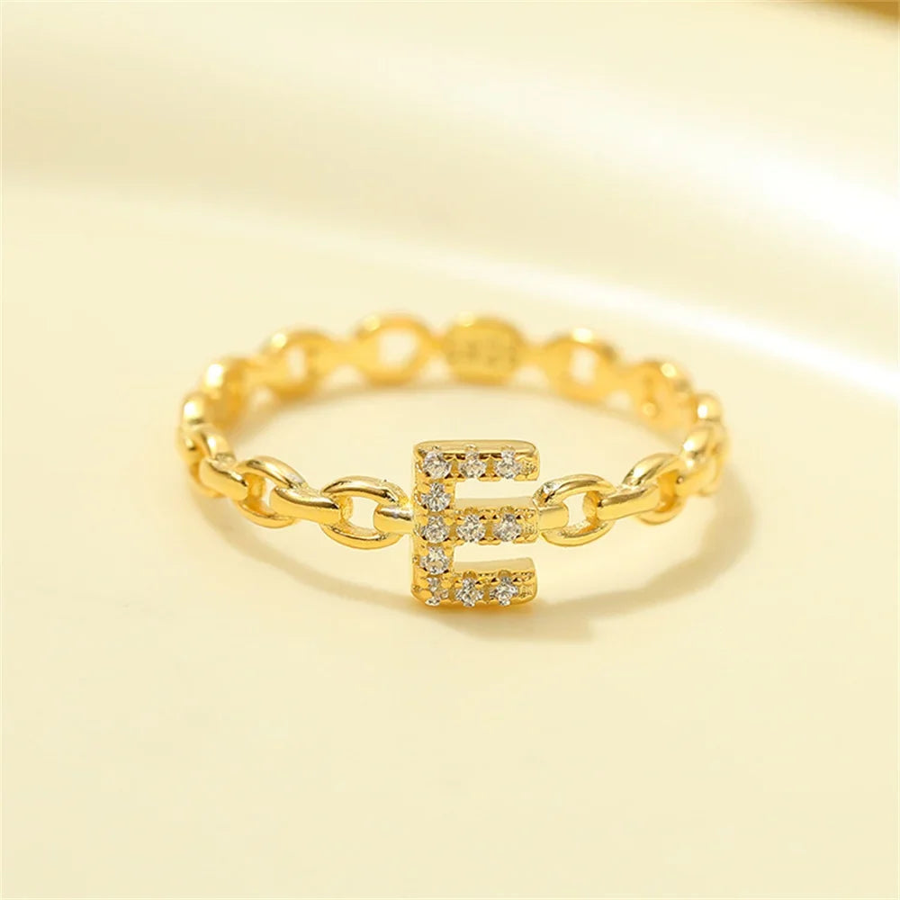 Dainty Diamond Letter Initial Ring in gold