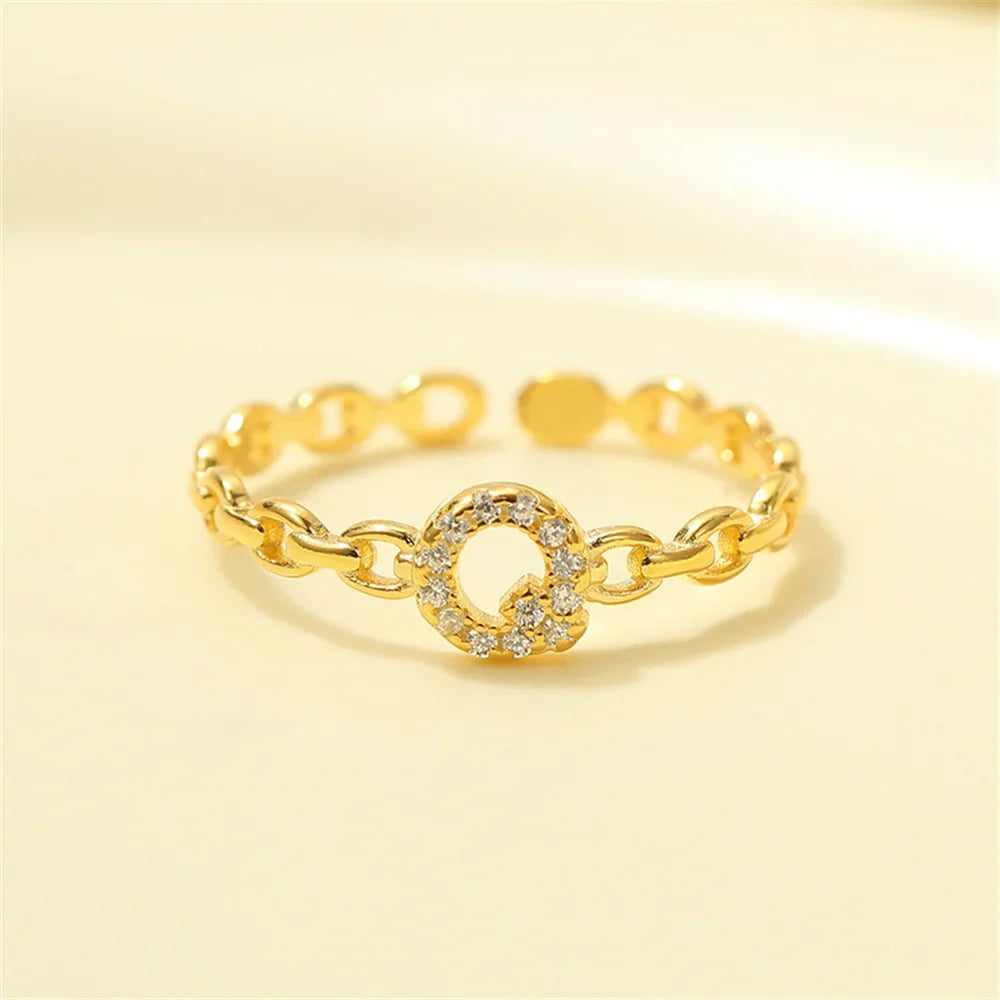 Dainty Diamond Letter Initial Ring in gold