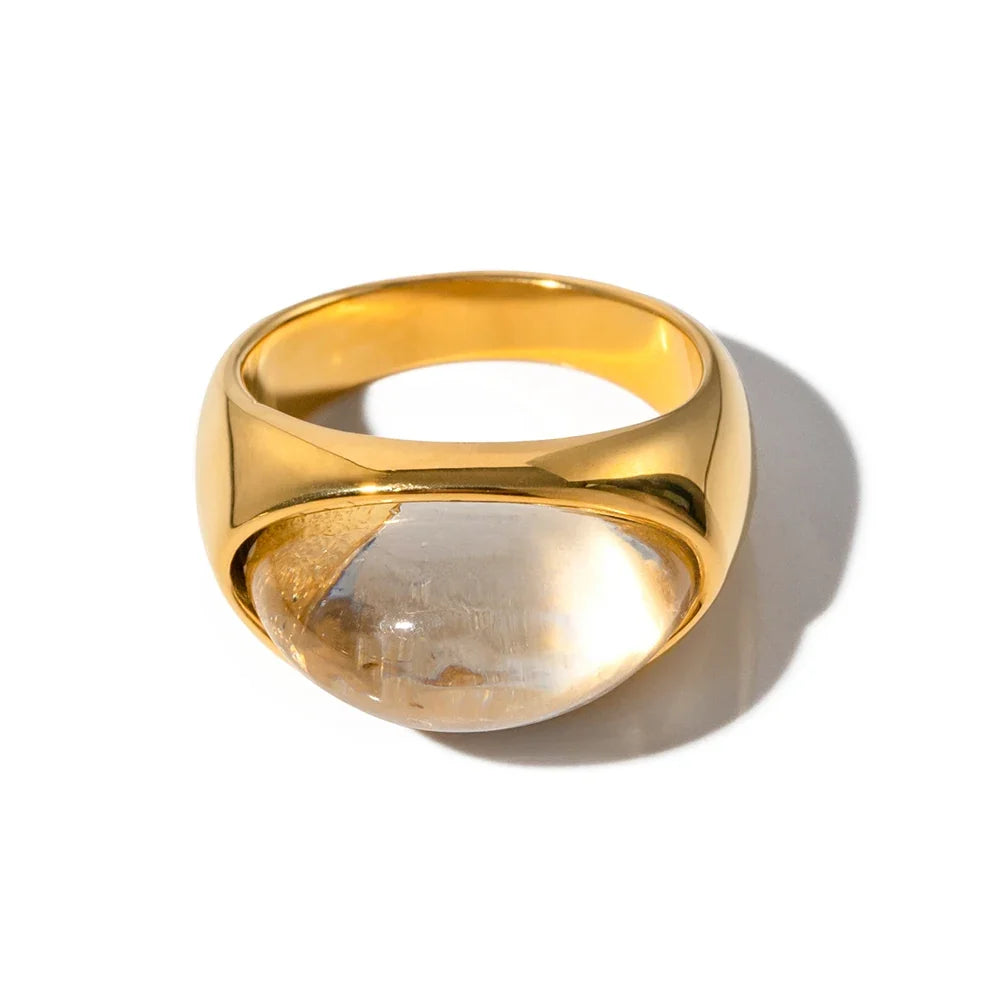 Chunky Oval Stone Set Ring in clear