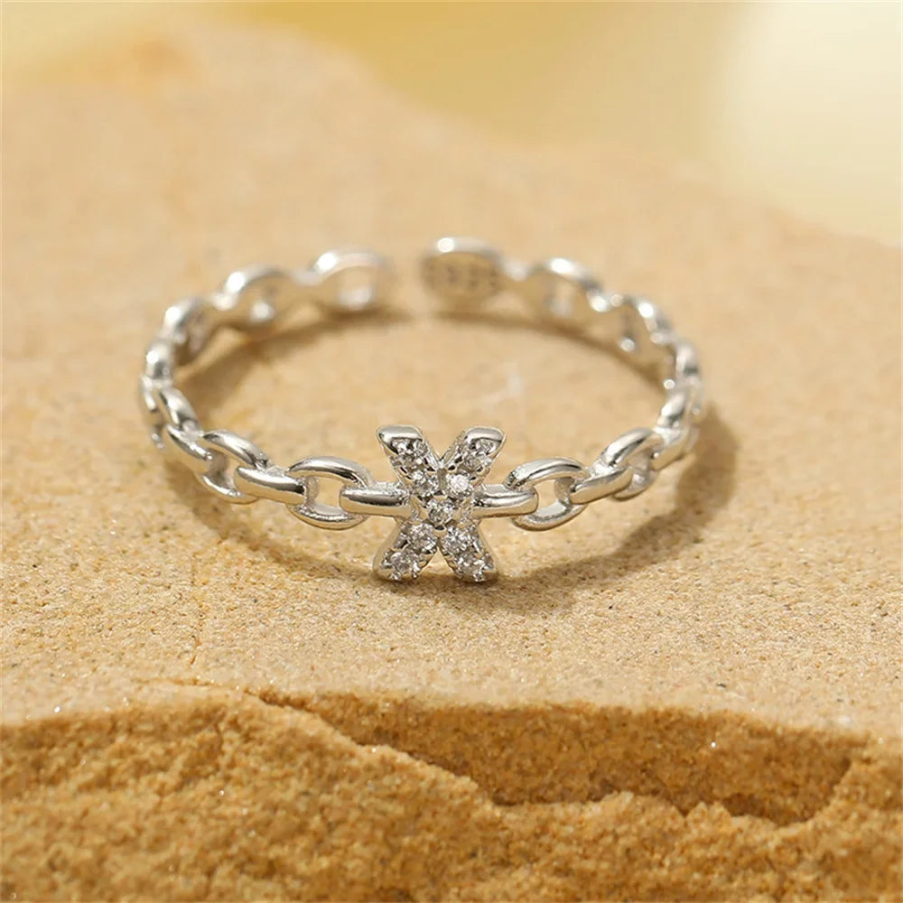 dainty diamond letter initial ring