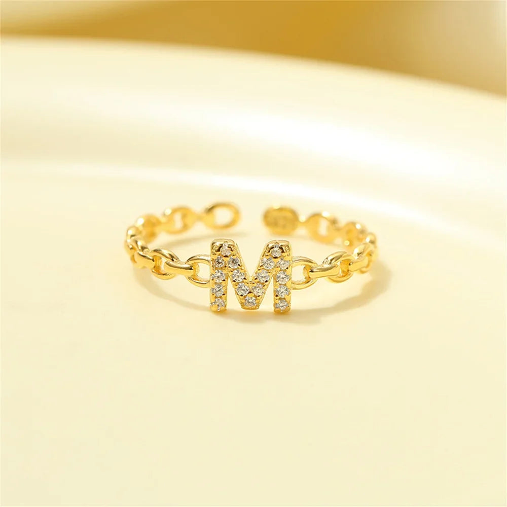 Dainty Diamond Letter Initial Ring in gold