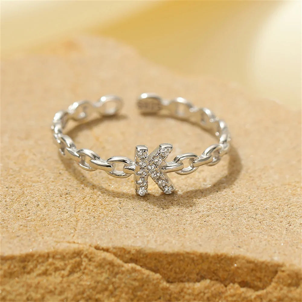 dainty diamond letter initial ring