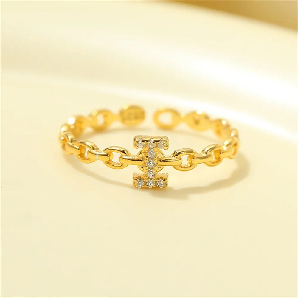 Dainty Diamond Letter Initial Ring in gold