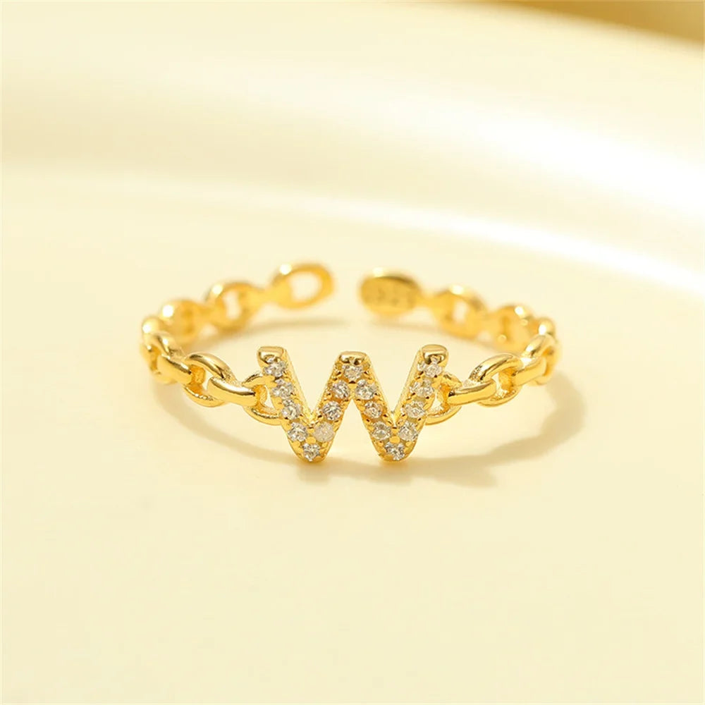 Dainty Diamond Letter Initial Ring in gold