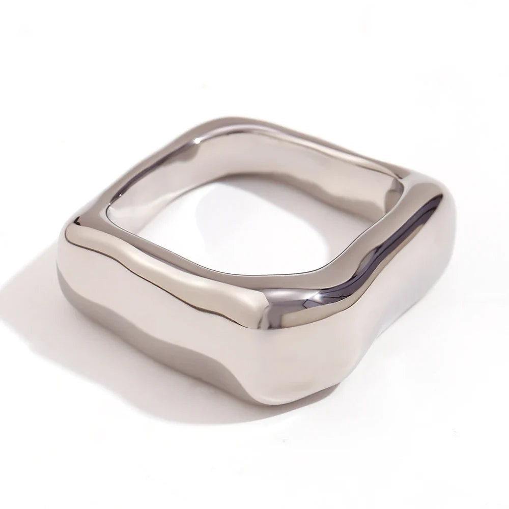 18k Textured Square Ring in silver