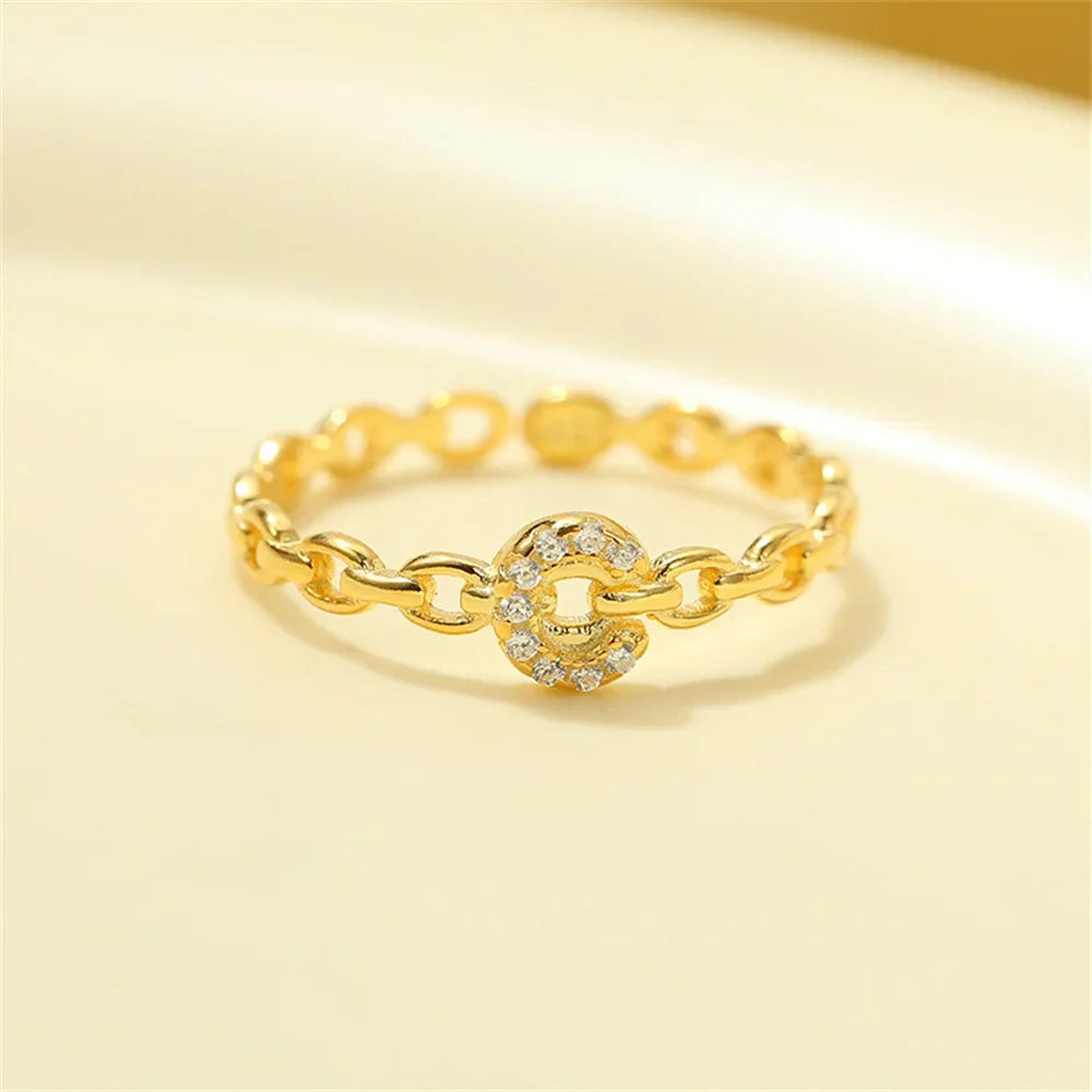 Dainty Diamond Letter Initial Ring in gold