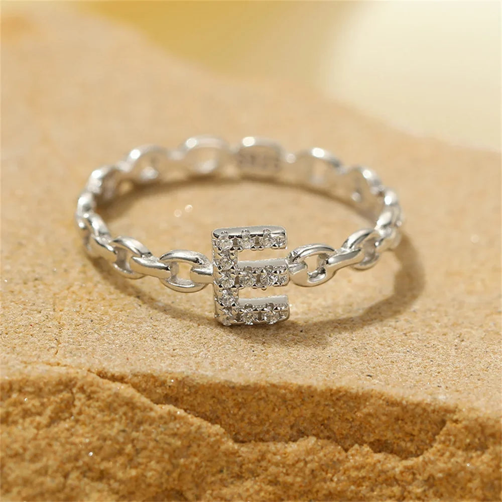 dainty diamond letter initial ring