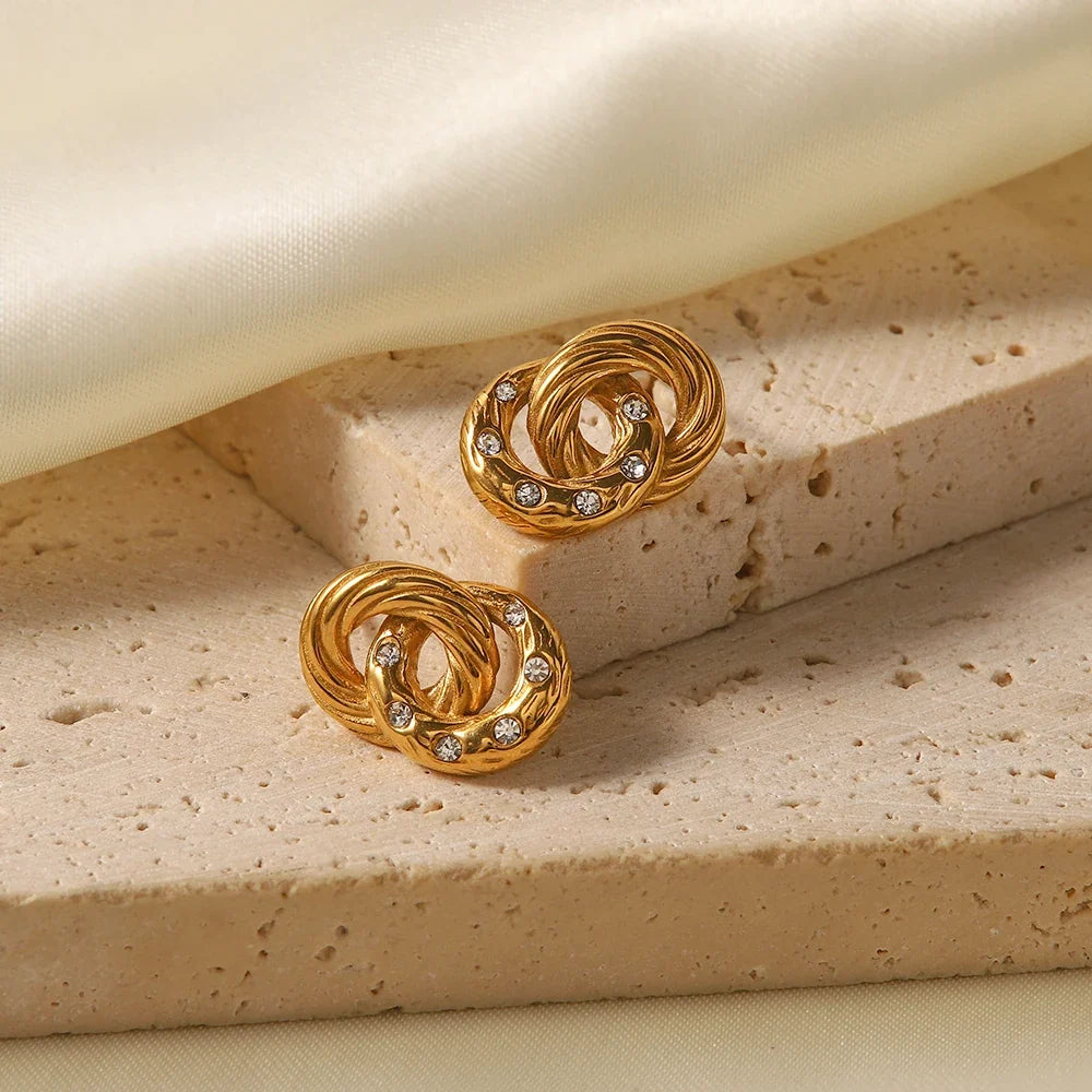 Dainty Dual Textured & Diamond Hoop Earrings