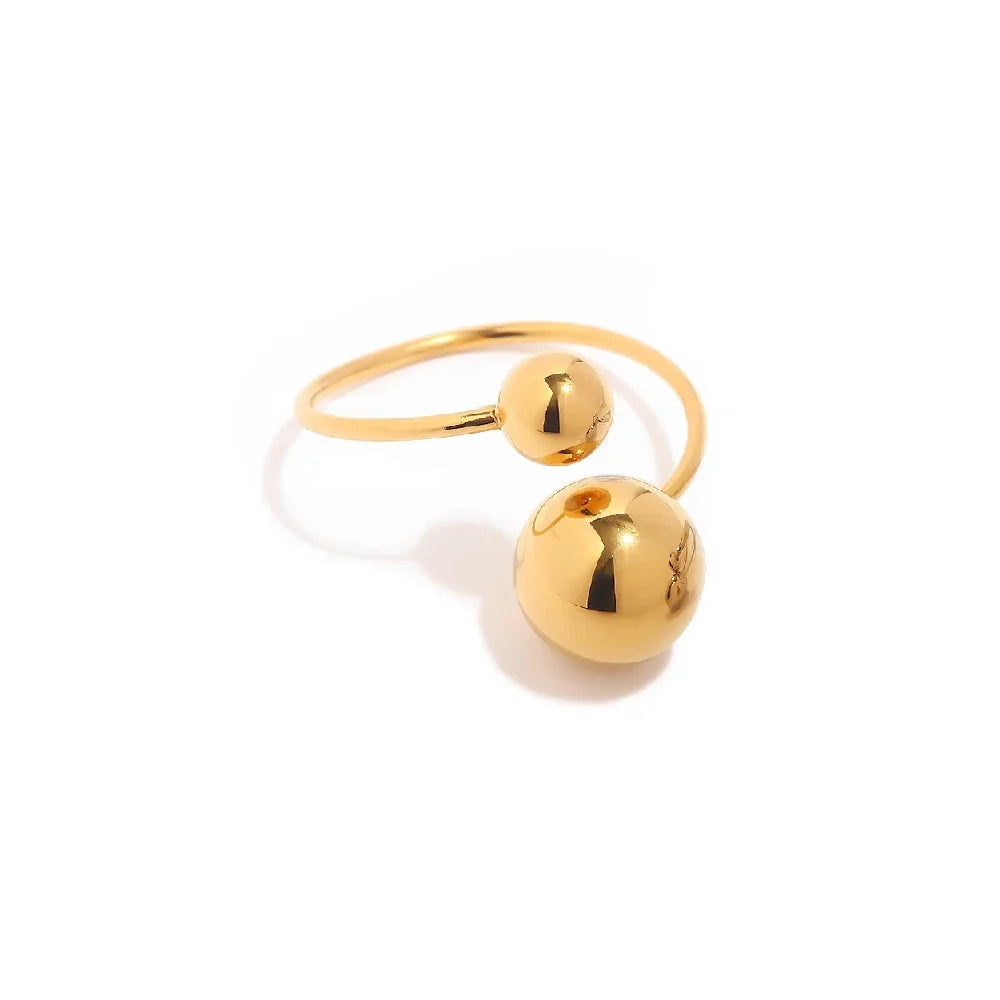 18k Bold Two Ball Open Ring in gold