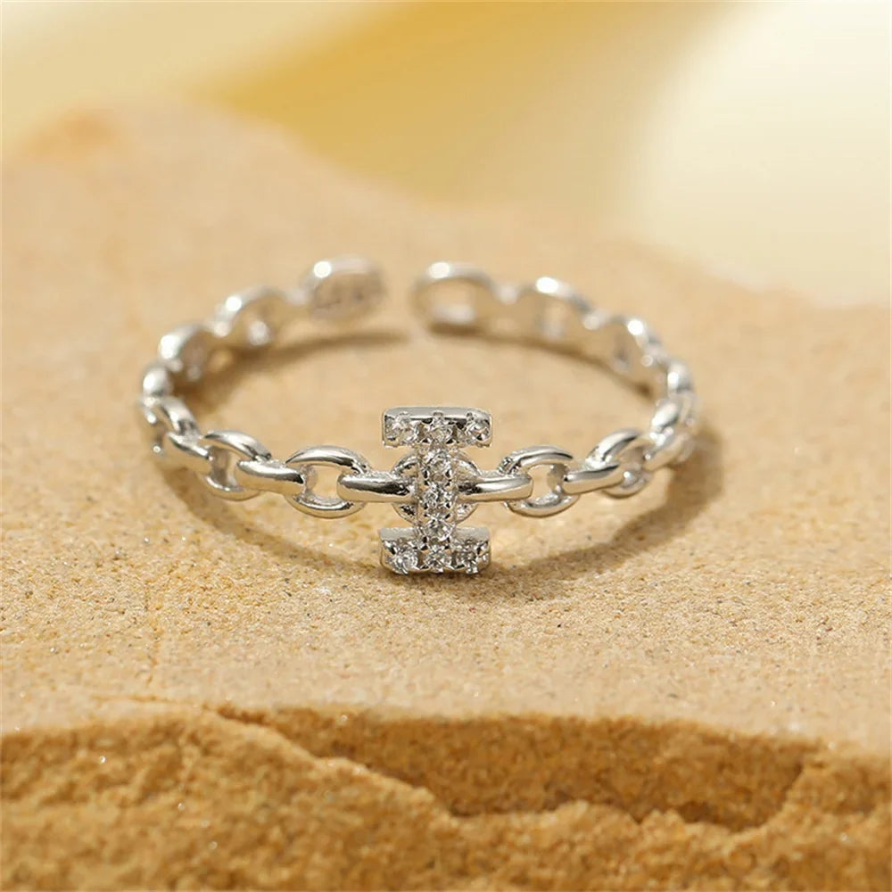 dainty diamond letter initial ring