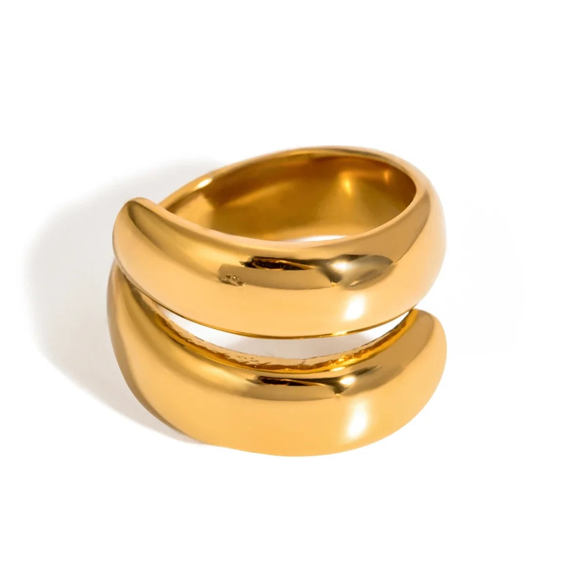 18k Modern Wrap Around Flat Ring in gold