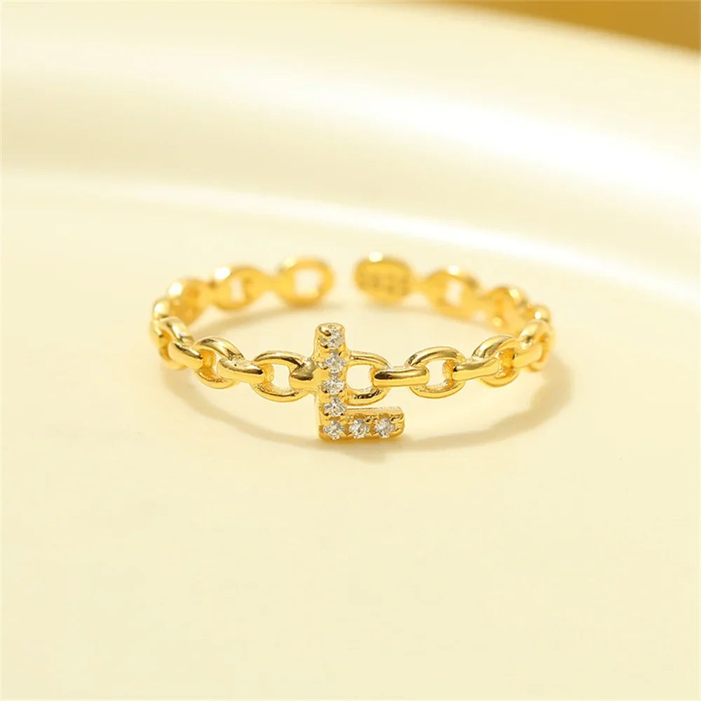 Dainty Diamond Letter Initial Ring in gold