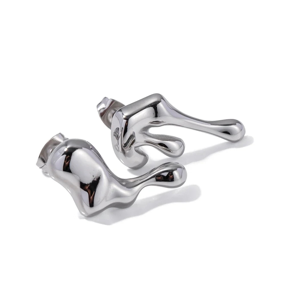 Dainty Melt Earrings in silver
