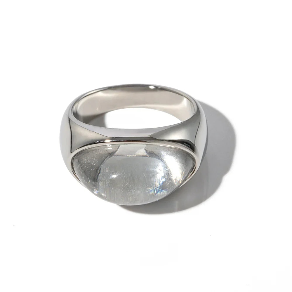 Chunky Oval Stone Set Ring in clear