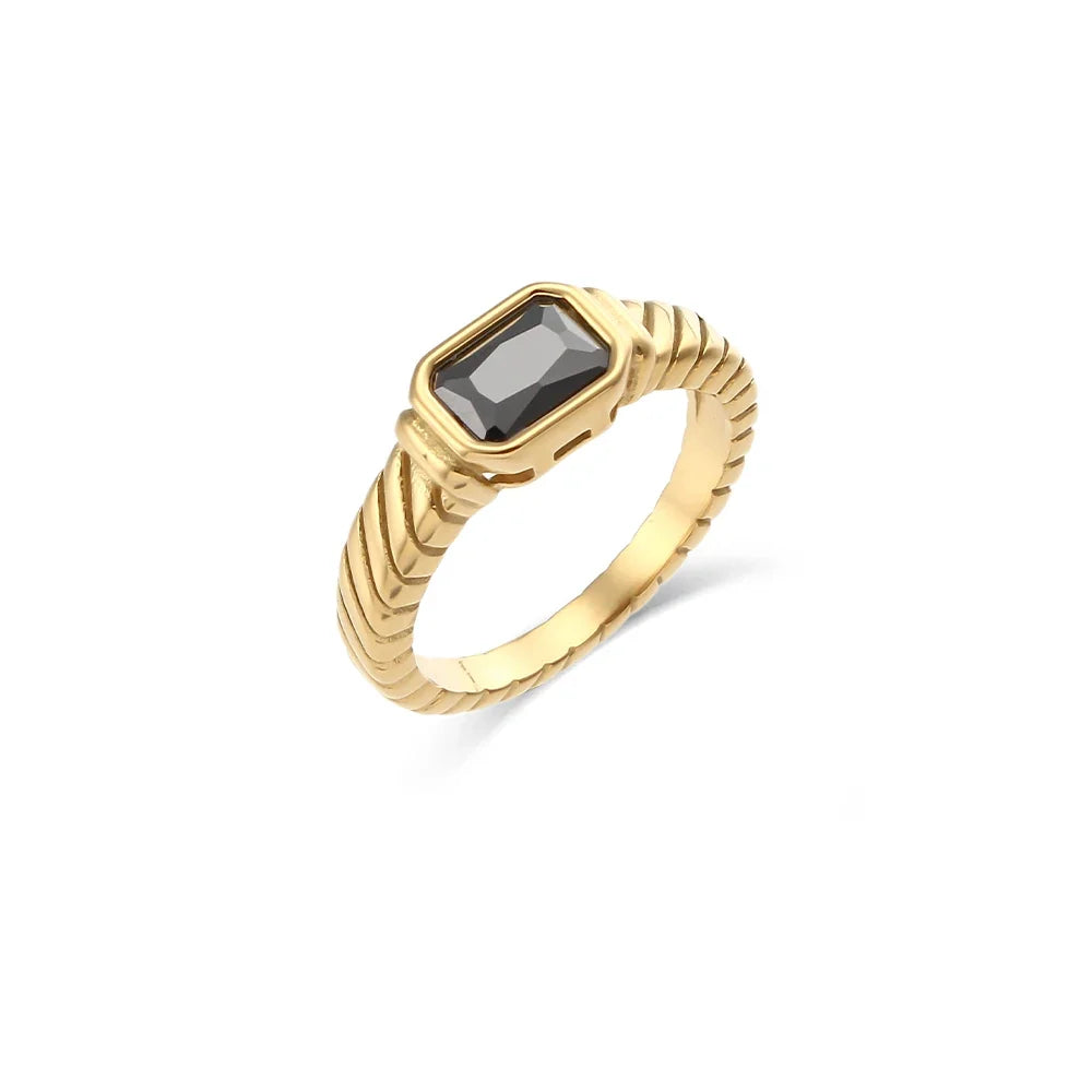 Cross Striped Baguette Diamond Ring in black