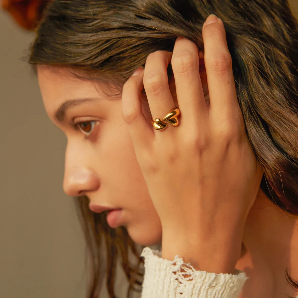 Elegant Adjustable Love Heart Ring